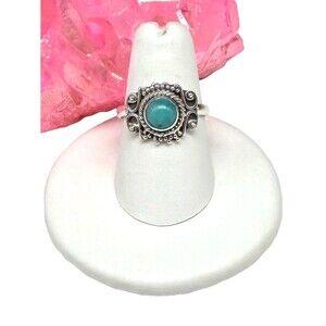 Sleeping Beauty Turquoise Ring Size 7.5 Solid 925 Sterling Silver